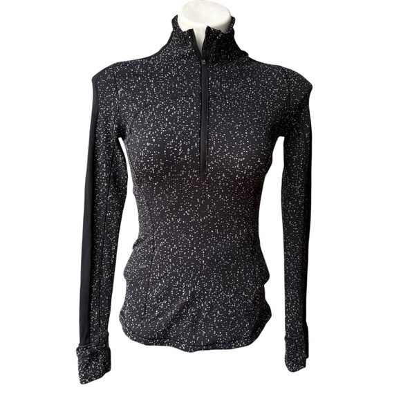 Lululemon Run Briskly 1/2 Zip Top Jacquard Black White Thumbhole, Sz 4 - Picture 4 of 15